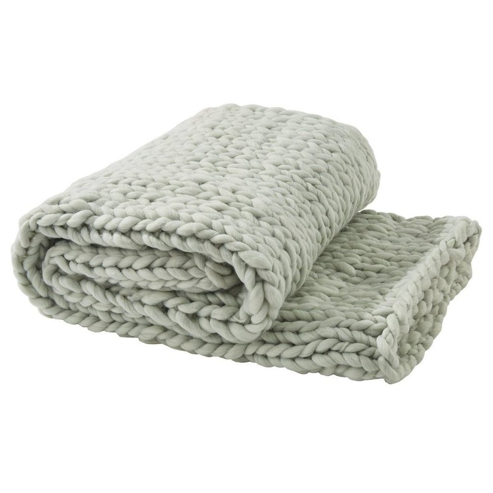 Park Designs Chunky Ribbed Knit Throw- Blue Mist